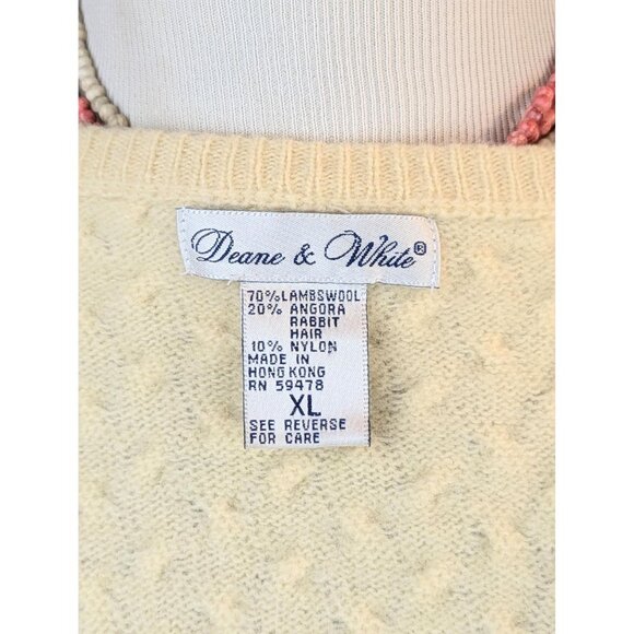 Vintage 70s Womens Cable Knit Crew Neck Cardigan Lambs Wool Angora Luxe Sweater - Picture 7 of 9